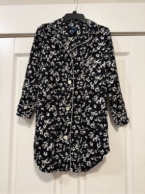 Chaps Black Floral 100% Cotton Night Gown